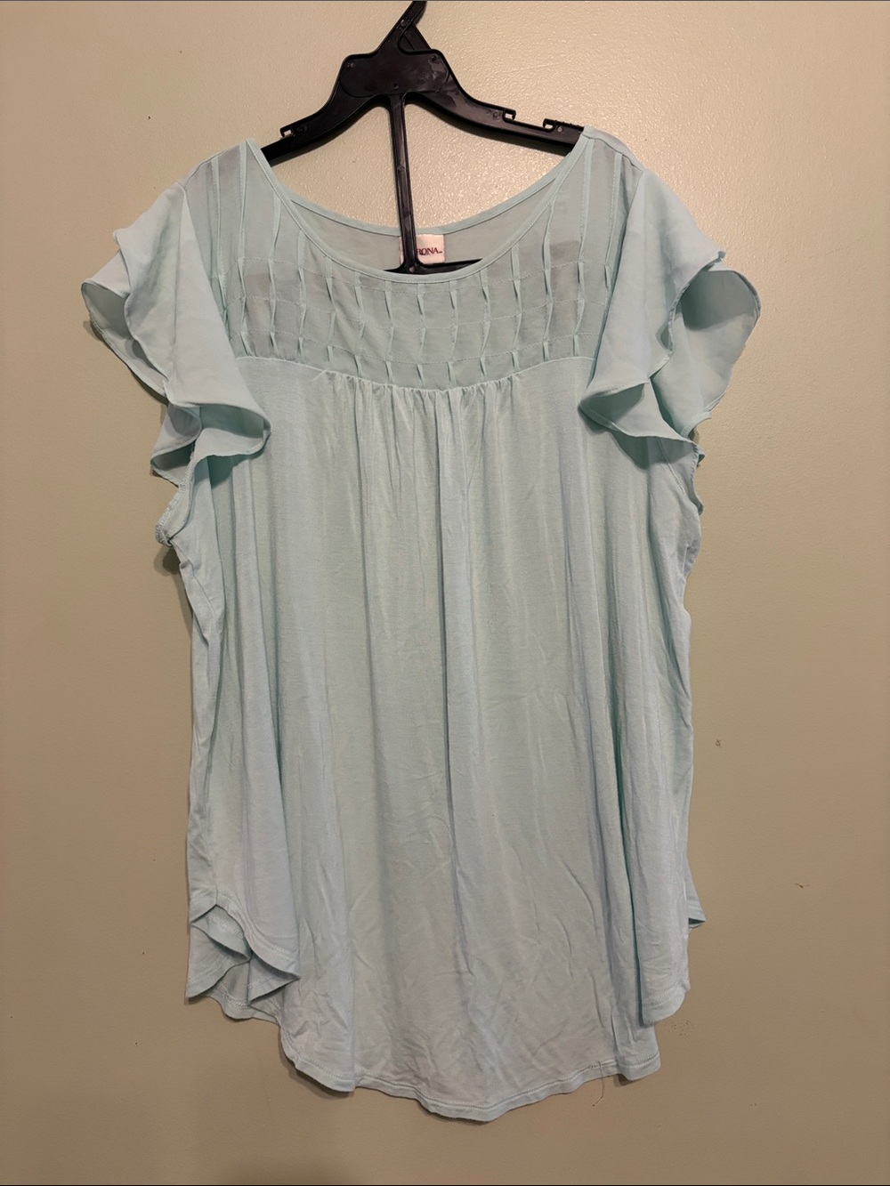 Merona Light Blue Flutter Sleeve Yoke Blouse